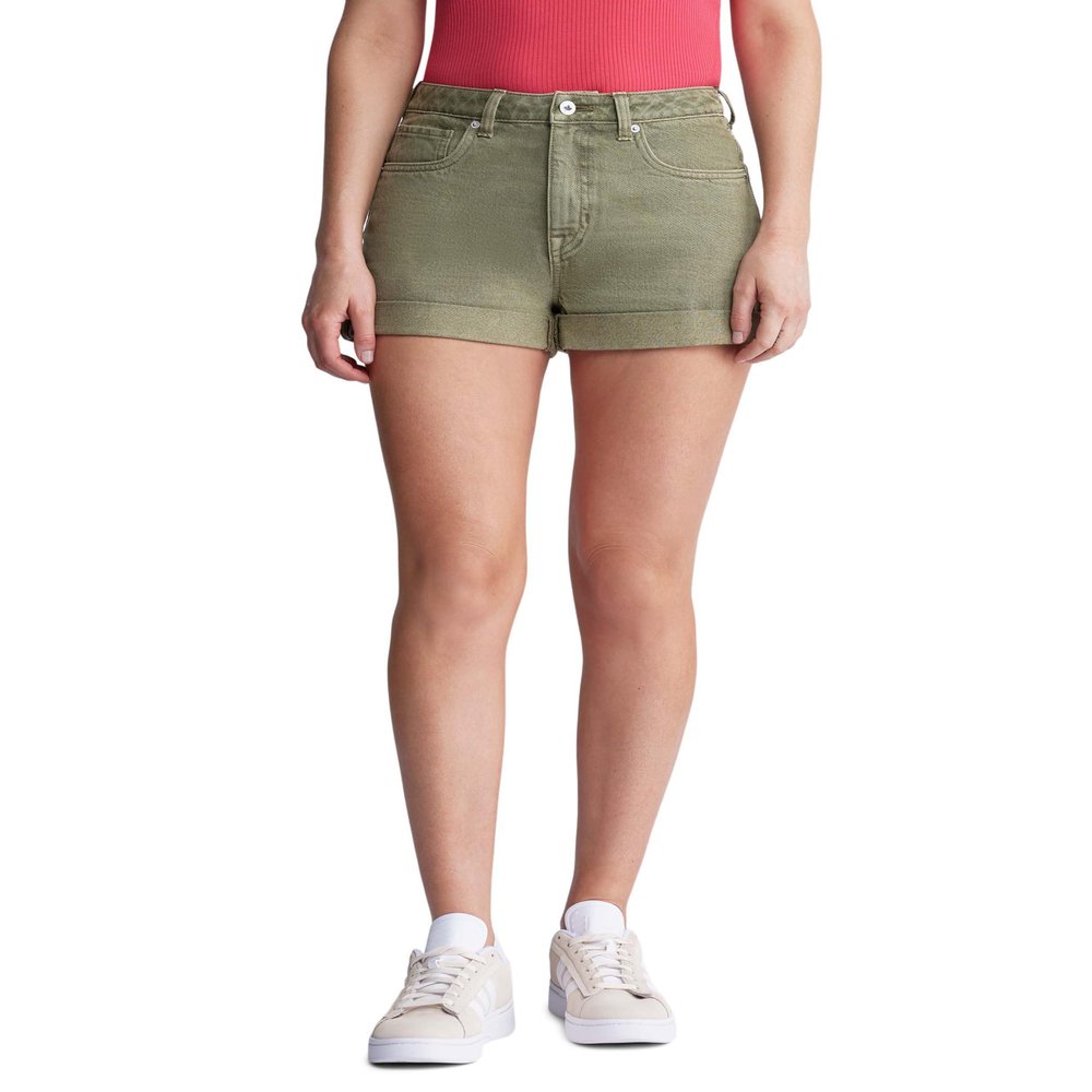 Buffalo David Bitton Women's Goldie High Rise Relaxed Denim Short, Aloe, 30