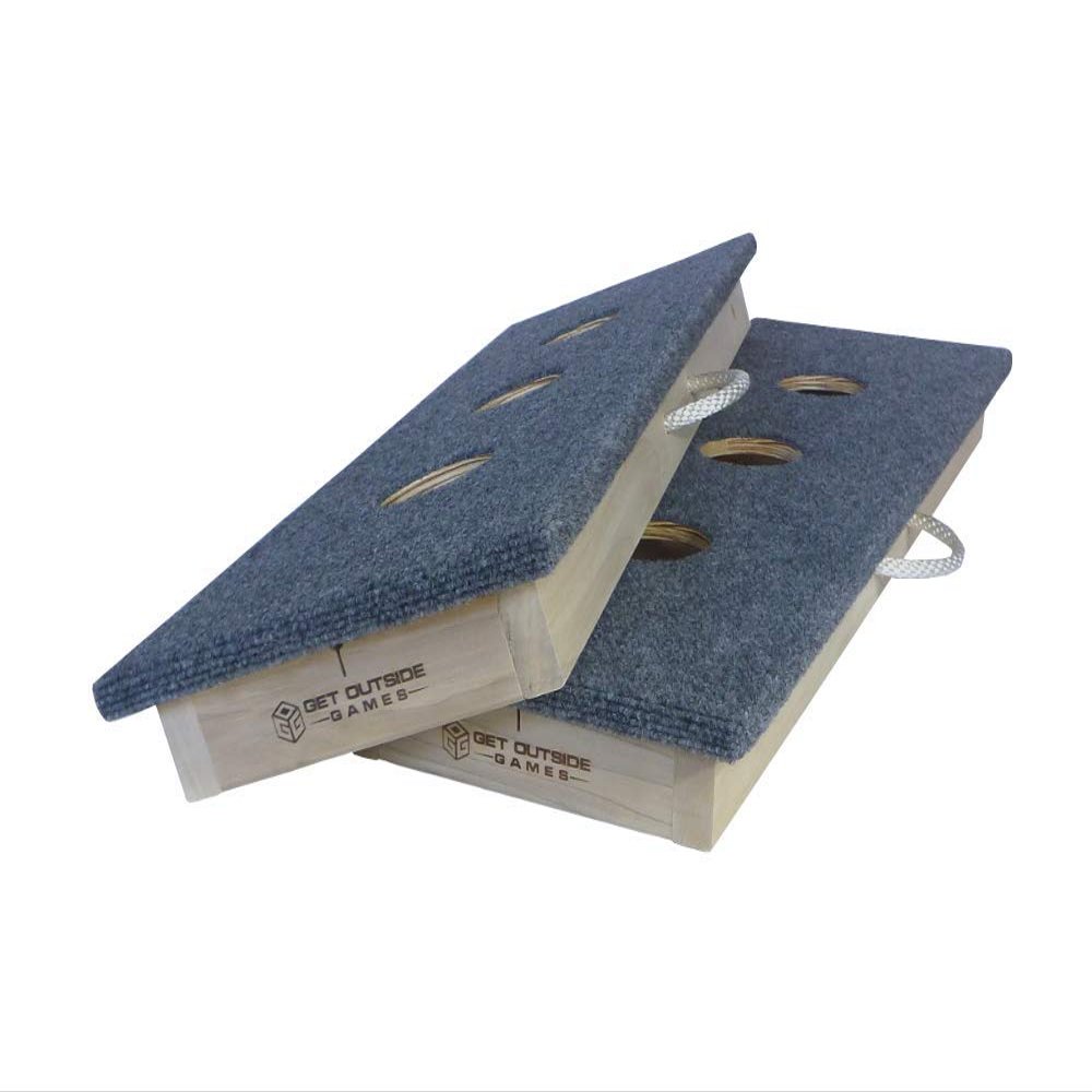 3 Hole Washer Toss Washer Pitching Game Boards (Boards+Washers&Locker+CarryCase, Blue Carpet, 12x36 Slimline)