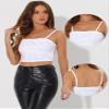 Allegra K Sequined Cami Top for Women's Velvet Spaghetti Strap Club Party Crop Tank Tops Small White view 2