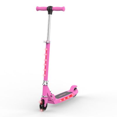 Hover-1 Lunar Kids Folding Kick Scooter with Color-Changing LED Light Up Wheels, Foot Brake, Adjustable Height Handle, and Light Weight Design