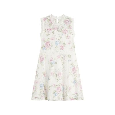 Beautees Girls' Sleeveless Lace Party Dress, Ivory/Floral