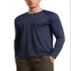 CRZ YOGA Crewneck Workout Long Sleeve Shirts for Men - Quick Dry Running Athletic T-Shirts Lightweight Basic Tops Navy-Heather X-Large view 1