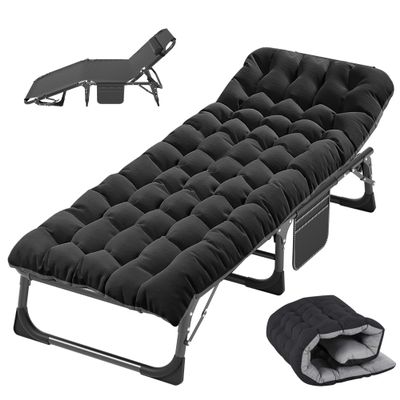 Slsy Folding Camping Cot for Adults with Pad, Padded Portable Sleeping Cots, Camp Bed with Carry Bag for Outdoor Travel, Beach, Hiking