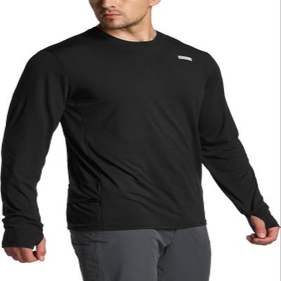 CQR Men's UPF 50+ Sun Protection Long Sleeve Quick Dry Athletic Shirts, Stretch Running Workout Hiking T-Shirts, Protector Black, X-Large