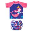 ALVABABY Baby Girl Swimsuit, 2-Piece Infant Toddler Bathing Short Sleeve Swimwear, Large Baby Reusable Swim Diaper with Matching Top view 1