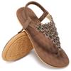 HARENCE Womens Summer Flats Sandals: Casual Bohemian Dressy Thong Flat Shoes Comfortable Slip on Elastic Ankle Strap Beach Sandal view 1