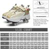Htftmy Roller Skate Shoes for Kids & Adult, Double-Row Invisible Roller Skates Shoes, 2 in 1 Multifunctional Sneakers with Invisible Wheels, Womens Rolling Shoe with Retractable Wheels Beige view 4