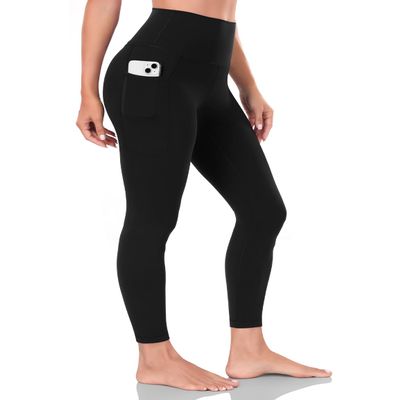 HeyNuts Yoga Pro 7/8 Leggings with Pockets for Women, High Waisted Compression Tummy Control Workout Yoga Lounge Buttery Soft Pants Black_25'' XL(14)