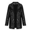 2024 Women's Sequin Jackets Open Front Blazer Jacket Casual Long Sleeve Sparkly Cardigan Coat with Pocket 2024 Fashion Black view 2