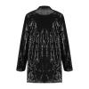 2024 Women's Sequin Jackets Open Front Blazer Jacket Casual Long Sleeve Sparkly Cardigan Coat with Pocket 2024 Fashion Black view 3