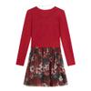 Beautees Girls' Wrap Front Popover Dress with Sequin Mesh Skirt and Necklace, Red/Floral view 2