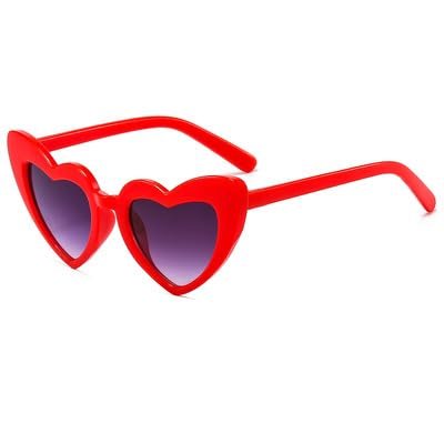 BULINGNA Toddler Baby Girl Cat Eye Heart Shaped Sunglasses, Anti-UV Eyewear Glasses for Party Photography Beach 3-8T Kids (Red, One Size)