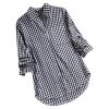 Long Sleeve Workout Tops for Women Spring Going Out Plus Size for Ladies Boho Long Sleeve Plaid Loose Fit Black 3XL view 1