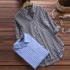 Long Sleeve Workout Tops for Women Spring Going Out Plus Size for Ladies Boho Long Sleeve Plaid Loose Fit Black 3XL view 3