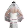 DINGZANCAMO Tulle and Pink Camo Trimmed Wedding Veil Bridal Hair Accessory (Light Ivory) view 1