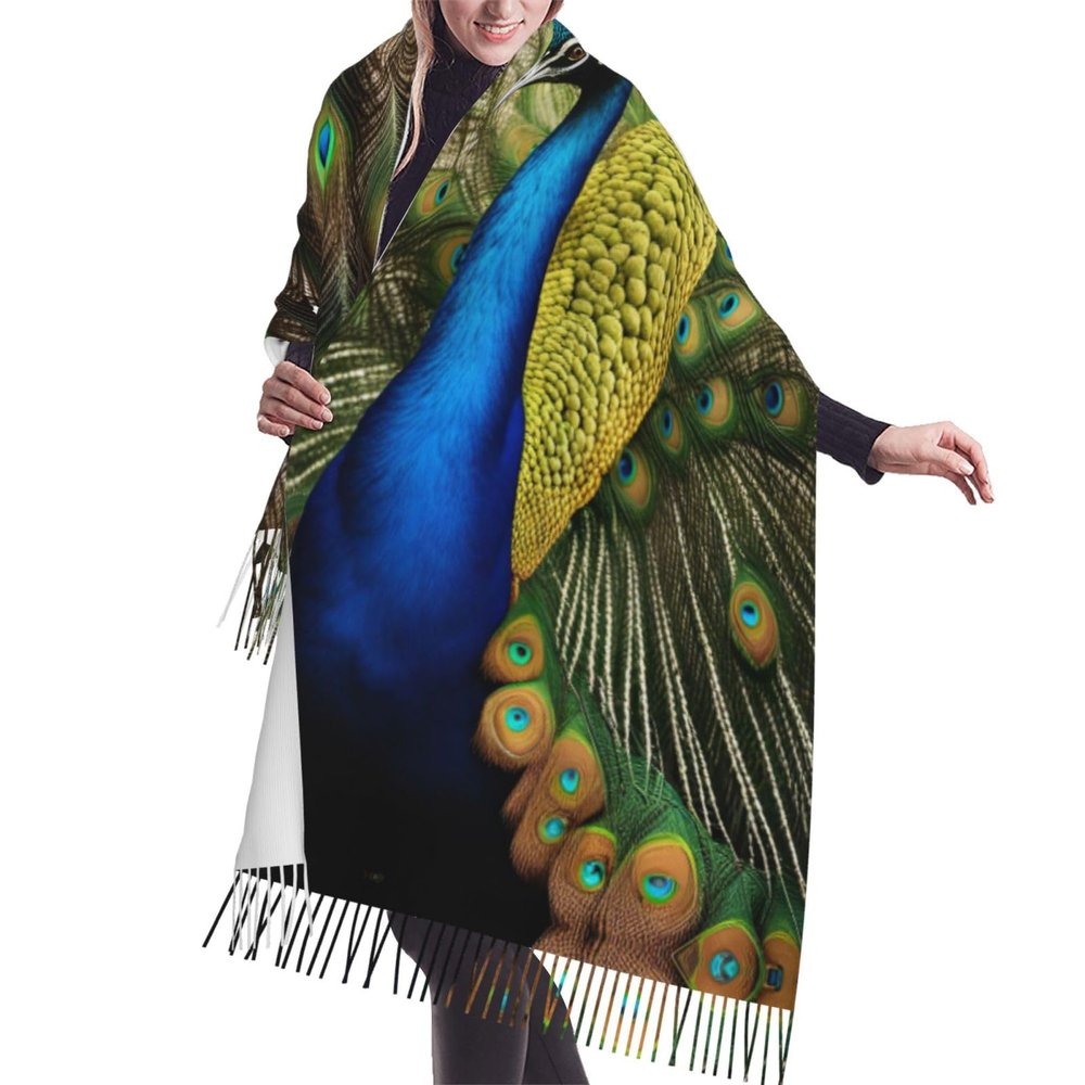 YQxwJL peacock feather print Winter Warm Scarfs for Women, Pashmina Shawls Wraps, Large Warm Soft Scarves