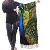 YQxwJL peacock feather print Winter Warm Scarfs for Women, Pashmina Shawls Wraps, Large Warm Soft Scarves view 2