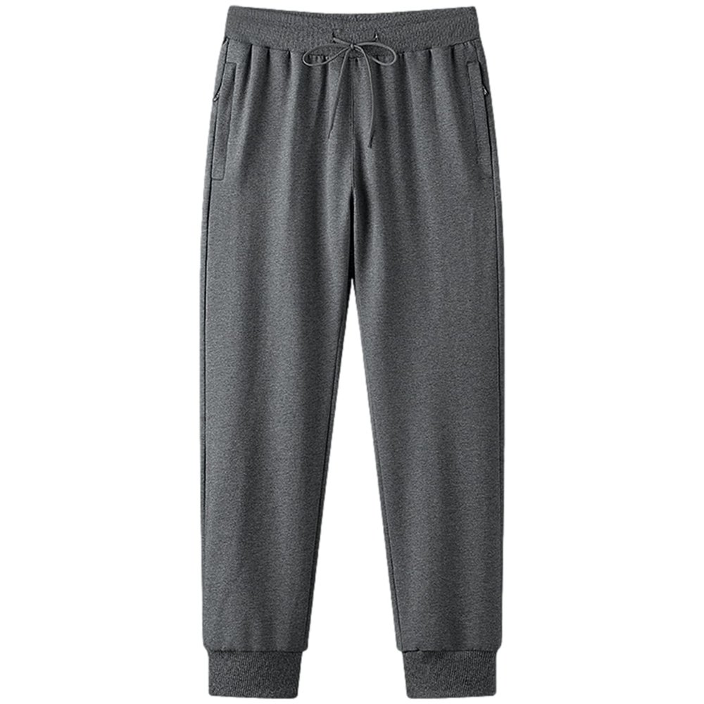ANUFER Mens Slim Fit Cotton Sweatpants Jogging Bottoms with Zip Pockets Casual Trousers Closed Bottom Grey 6XL