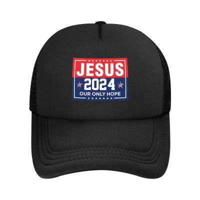 Jesus-2024-Our-Only-Hope Gifts Trucker Hat Women Mesh Baseball Cap Sun Hat Cowboy hat Men Dad Hat Fishing hat Black