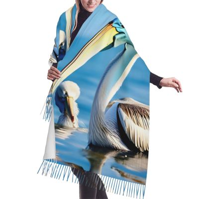 YQxwJL Pelican Bird Blue Sea Sky print Winter Warm Scarfs for Women, Pashmina Shawls Wraps, Large Warm Soft Scarves