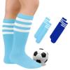 Kids Toddler Youth Cotton Soccer Socks Knee High Soft Tube Socks Long Sport Stockings for Boys Girls Lake White & Royal White 6-9 Years view 1