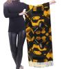 Mustard Yellow and Black print Winter Warm Scarfs for Women, Pashmina Shawls Wraps, Large Warm Soft Scarves view 2