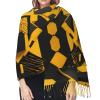Mustard Yellow and Black print Winter Warm Scarfs for Women, Pashmina Shawls Wraps, Large Warm Soft Scarves view 4