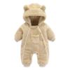 YONGHS Newborn Girls Boys Winter Fleece Snowsuit Bear Ear Hooded Romper Outerwear Front Pocket Jumpsuit Khaki 3-6 Months view 1