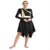iiniim Liturgical Praise Dance Dress for Women Sleeveless Metallic Gold Color Block Lyrical Dance Costume Black_Long Sleeve Medium view 1