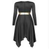 iiniim Liturgical Praise Dance Dress for Women Sleeveless Metallic Gold Color Block Lyrical Dance Costume Black_Long Sleeve Medium view 4