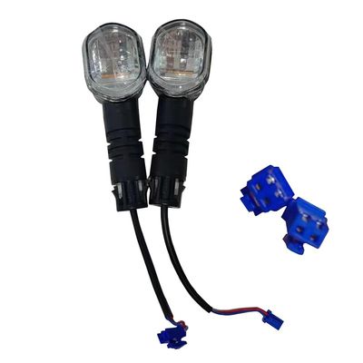 NULKOMMA Snap Turn Signals 2pcs Electric Bicycle Amber Chrome Bullet Front Rear Turn Signal Blinker Indicator Light Replacement Mount LED Light Compatible 12V Universal