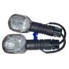 NULKOMMA Snap Turn Signals 2pcs Electric Bicycle Amber Chrome Bullet Front Rear Turn Signal Blinker Indicator Light Replacement Mount LED Light Compatible 12V Universal view 2