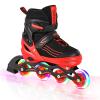 Kids Inline Skates for Girls Boys with All Wheels Illuminating, Adjuatable Mens and Womens Roller Skates Blades for Beginner in Outdoor and Indoor (Black&Red, Large - Teens&Youth) view 1