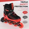 Kids Inline Skates for Girls Boys with All Wheels Illuminating, Adjuatable Mens and Womens Roller Skates Blades for Beginner in Outdoor and Indoor (Black&Red, Large - Teens&Youth) view 2