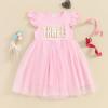 Baby Girls My 1st Birthday Outfits One Romper Two/Three Tutu Skirt Ruffle Embroidery Letter Summer Clothes(2-3 Years, Pink-Three) view 4