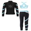 YiZYiF Kids Girls Figure Ice Skating Gym Training Suit Long Sleeve Jacket Sleeveless Crop Tops with Skating Pants Set Light Blue 10 Years view 2