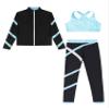 YiZYiF Kids Girls Figure Ice Skating Gym Training Suit Long Sleeve Jacket Sleeveless Crop Tops with Skating Pants Set Light Blue 10 Years view 3