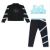 YiZYiF Kids Girls Figure Ice Skating Gym Training Suit Long Sleeve Jacket Sleeveless Crop Tops with Skating Pants Set Light Blue 10 Years view 4