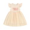 Baby Girls My 1st Birthday Outfits One Romper Two/Three Tutu Skirt Ruffle Embroidery Letter Summer Clothes(3-4 Years, Apricot-Three) view 1