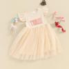Baby Girls My 1st Birthday Outfits One Romper Two/Three Tutu Skirt Ruffle Embroidery Letter Summer Clothes(3-4 Years, Apricot-Three) view 2