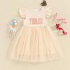 Baby Girls My 1st Birthday Outfits One Romper Two/Three Tutu Skirt Ruffle Embroidery Letter Summer Clothes(3-4 Years, Apricot-Three) view 3