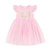 Baby Girls My 1st Birthday Outfits One Romper Two/Three Tutu Skirt Ruffle Embroidery Letter Summer Clothes(3-4 Years, Pink-Three) view 1