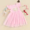 Baby Girls My 1st Birthday Outfits One Romper Two/Three Tutu Skirt Ruffle Embroidery Letter Summer Clothes(3-4 Years, Pink-Three) view 3