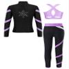 YiZYiF Kids Girls Figure Ice Skating Gym Training Suit Long Sleeve Jacket Sleeveless Crop Tops with Skating Pants Set Lavender 14 Years view 2