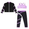 YiZYiF Kids Girls Figure Ice Skating Gym Training Suit Long Sleeve Jacket Sleeveless Crop Tops with Skating Pants Set Lavender 14 Years view 3