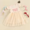 Baby Girls My 1st Birthday Outfits One Romper Two/Three Tutu Skirt Ruffle Embroidery Letter Summer Clothes(18-24 Months, Apricot-Two) view 2