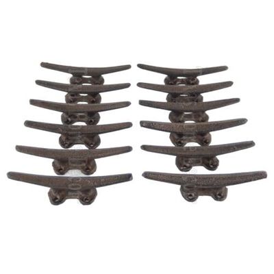 12 Cleat Boat Hooks Handles Cast Iron Ship Dock Nautical Decor Rustic Finish 5" -bungapepaya