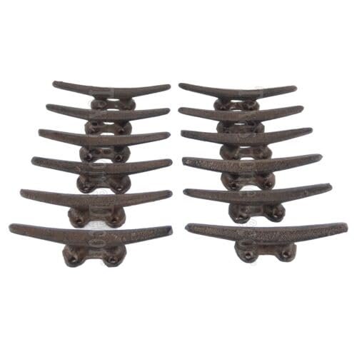 12 Cleat Boat Hooks Handles Cast Iron Ship Dock Nautical Decor Rustic Finish 5" -bungapepaya