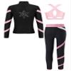 YiZYiF Kids Girls Figure Ice Skating Gym Training Suit Long Sleeve Jacket Sleeveless Crop Tops with Skating Pants Set Pink 8 Years view 2
