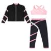 YiZYiF Kids Girls Figure Ice Skating Gym Training Suit Long Sleeve Jacket Sleeveless Crop Tops with Skating Pants Set Pink 8 Years view 3